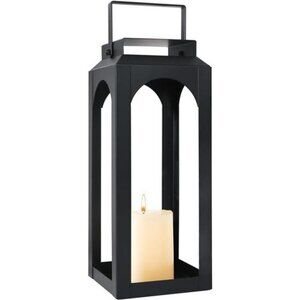 Black Metal Candle Lantern Holder Hanging Vintage Indoor Outdoor Decor 12.7in